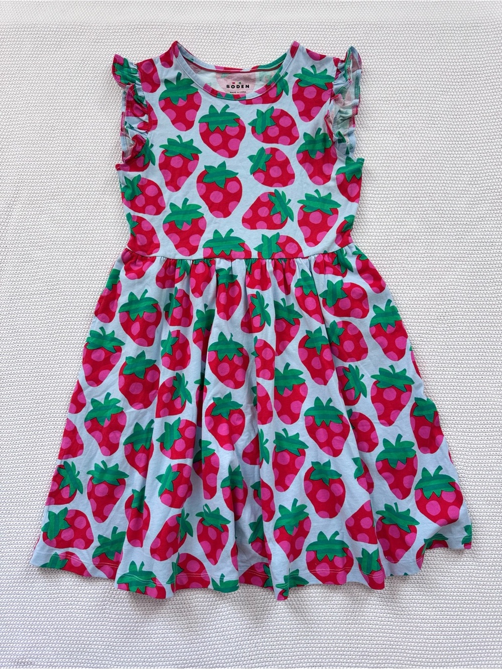 Mini Boden Red and Green Strawberry Print Sundress